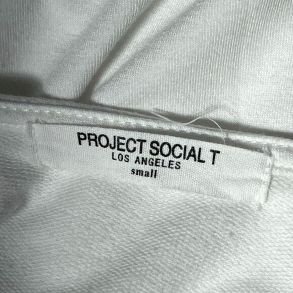Project Social T Los Angeles White Long Sleeve Cold Shoulder Top Small - Picture 4 of 4